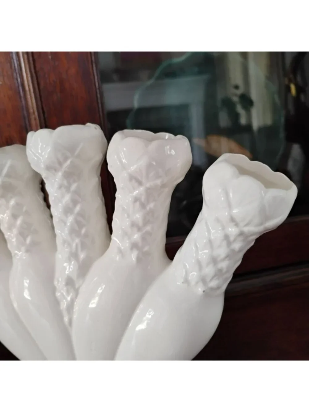 Vintage Five Finger Vase MCM Quintal Horn Williamsburg Style Posy Holder Fan Bud